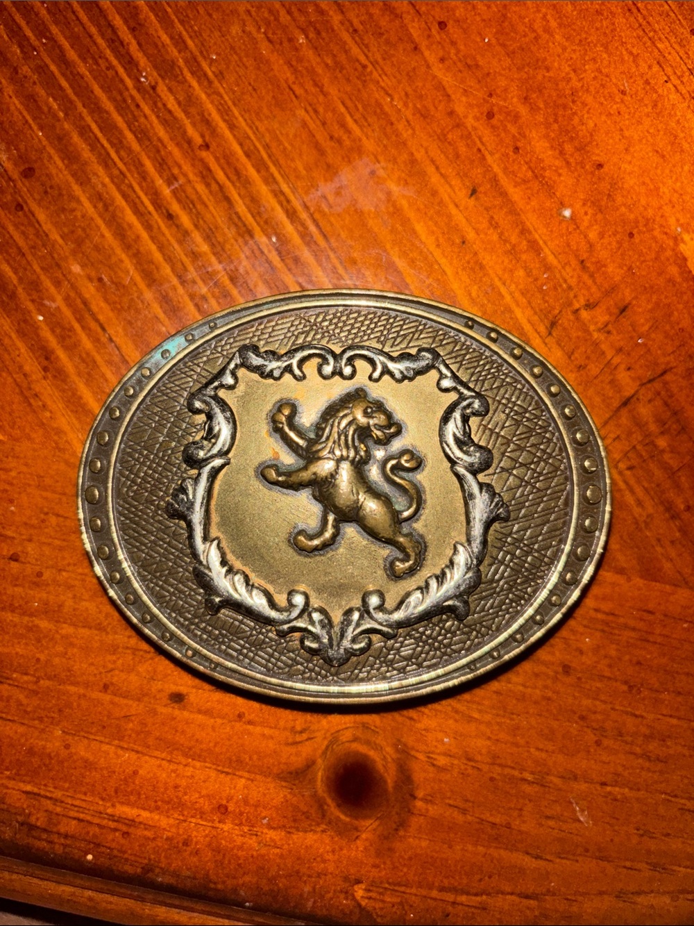 Antique-Style Lion Crest Heraldry  Courage Scottish Brass Belt Buckle